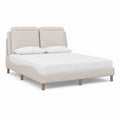 Polsterbett Doppelbett Beige mit Polyesterbezug und Holzfüßen 180 x 200 cm