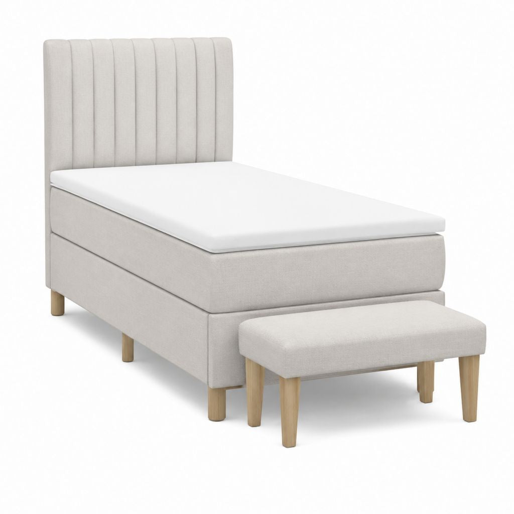 Polsterbett mit Matratze und Bank Beige Polyester 90 x 200 cm