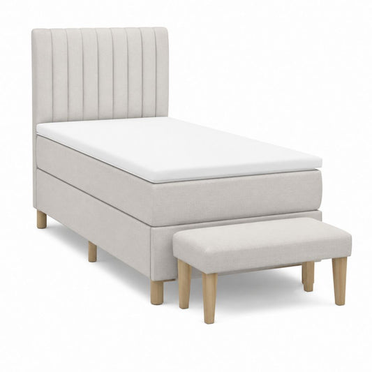 Polsterbett mit Matratze und Bank Beige Polyester 90 x 200 cm
