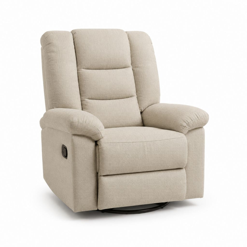 Relaxsessel mit manueller Liegefunktion drehbar Beige Polyester 92 x 99 x 102 cm