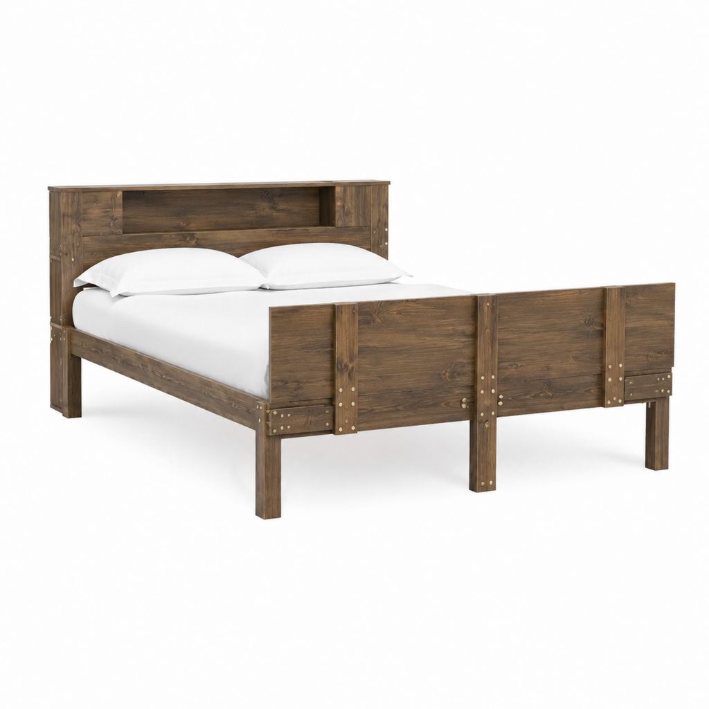 Doppelbett Bettgestell dunkelbraun Massivholz Kiefer rechteckig 160 x 200 cm