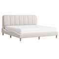 Polsterbett Bettgestell Creme Polyester Bouclé Rechteckig 160 x 200 cm