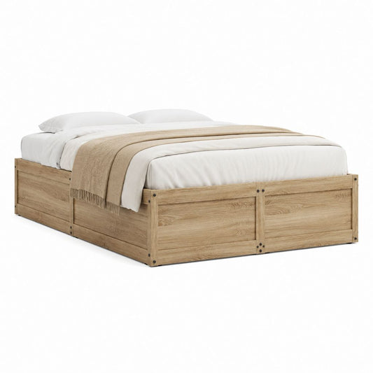 Doppelbett Bettgestell Eichefarben Holzwerkstoff rechteckig 160 x 200 cm