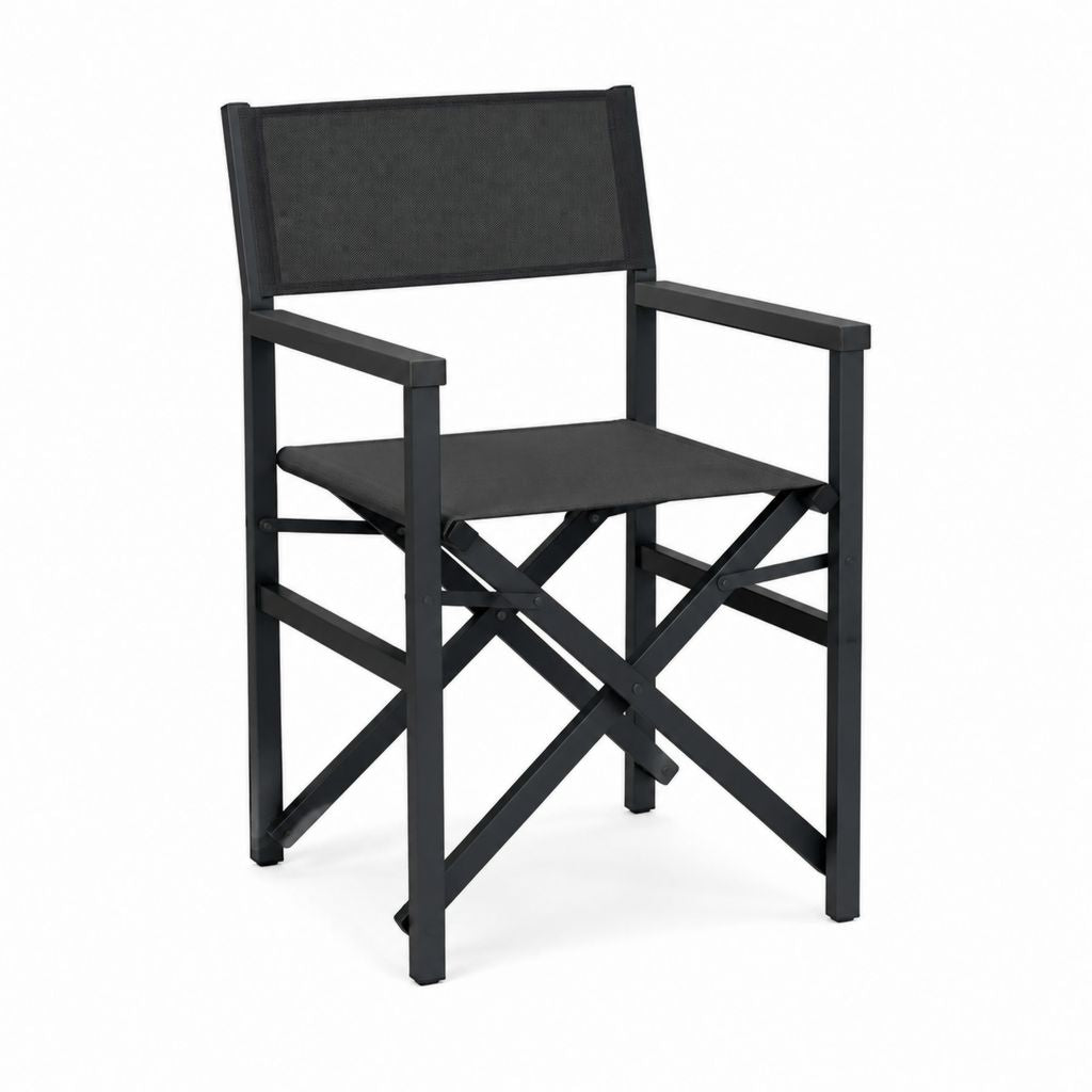 Klappbarer Gartenstuhl Schwarz Aluminium Polyester 56 x 46 x 88 cm
