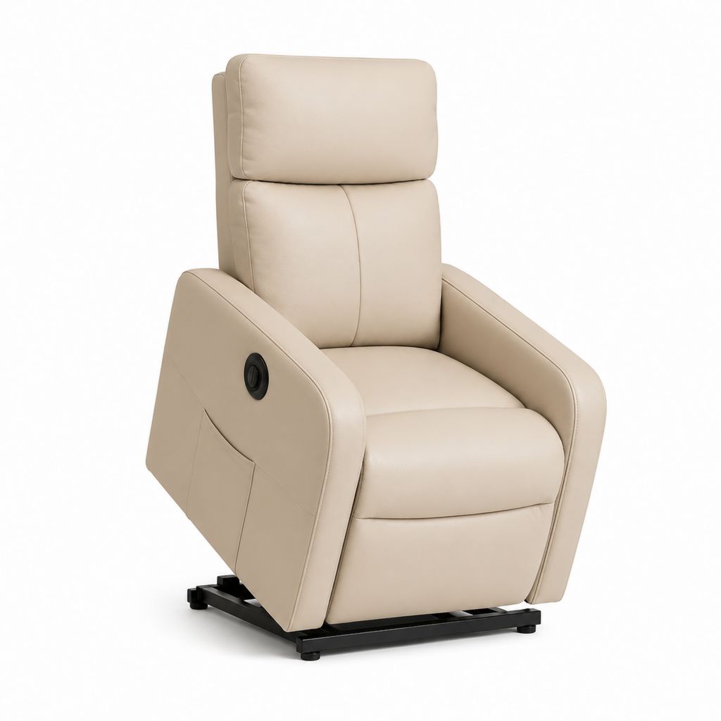 Elektrischer Relaxsessel Beige aus PU-Kunstleder mit Liegefunktion 78 x 90 x 105 cm