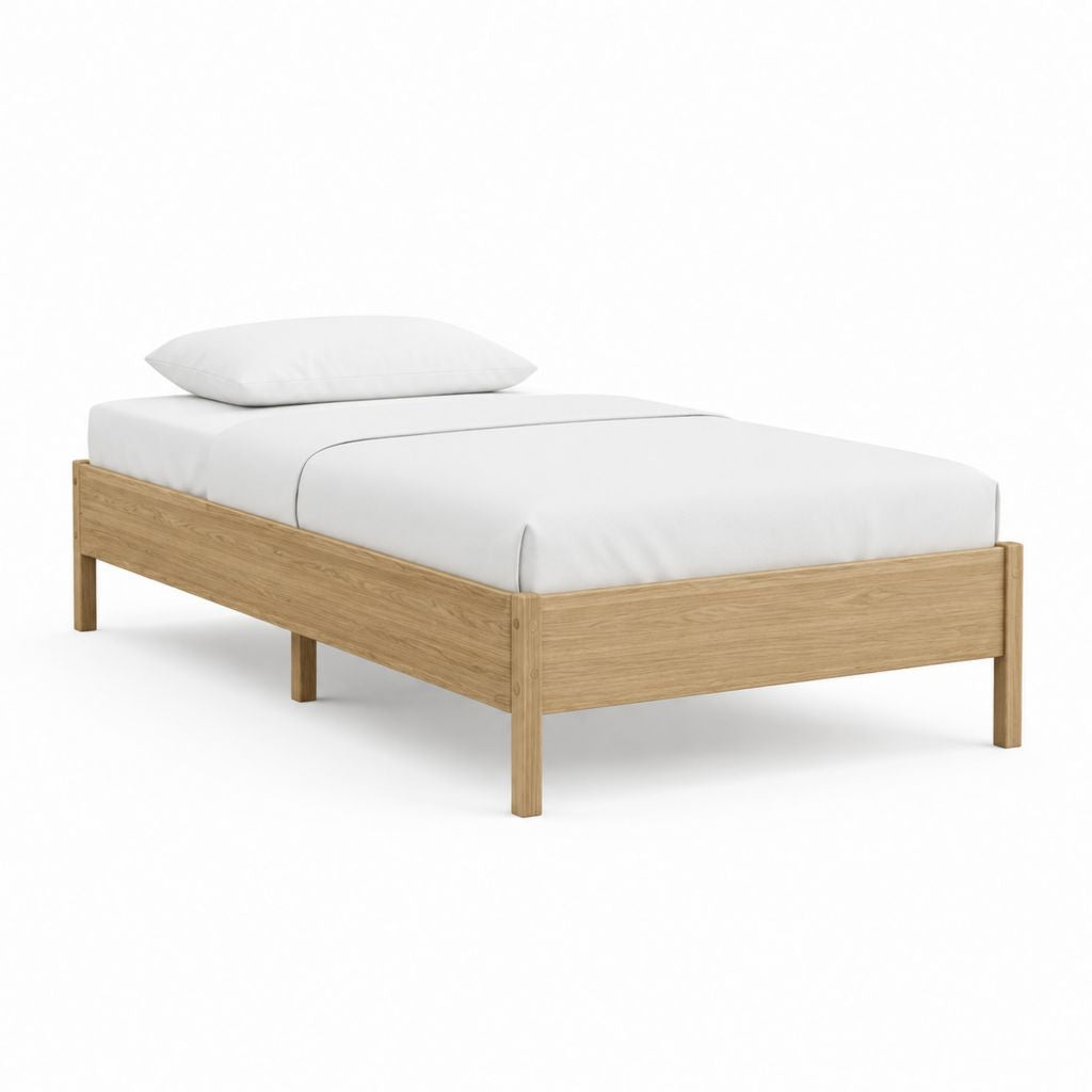 Einzelbett Bettgestell Natur Eiche Massivholz Rechteckig 90 x 200 cm