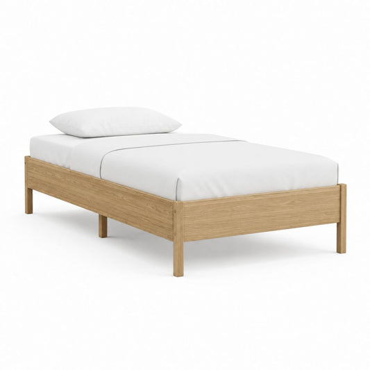 Einzelbett Bettgestell Natur Eiche Massivholz Rechteckig 90 x 200 cm