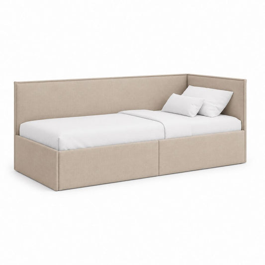 Polsterbett Tagesbett Beige Polyester rechteckig für Matratze 90 x 200 cm