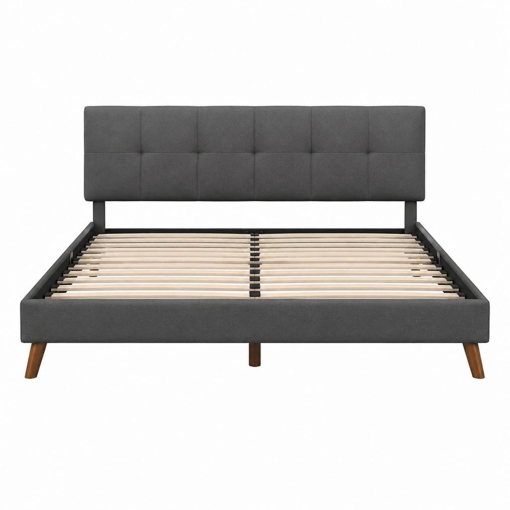 Polsterbettgestell Anthrazit Polyester rechteckig mit Lattenrost 160 x 200 cm