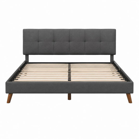 Polsterbettgestell Anthrazit Polyester rechteckig mit Lattenrost 160 x 200 cm