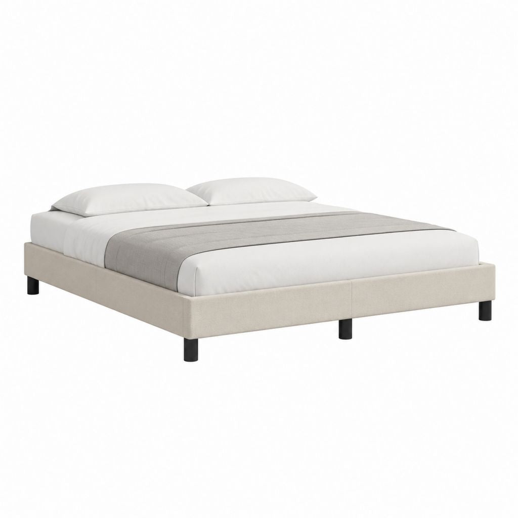 Polsterbett Bettgestell Creme Polyester Rechteckig 160 x 200 cm