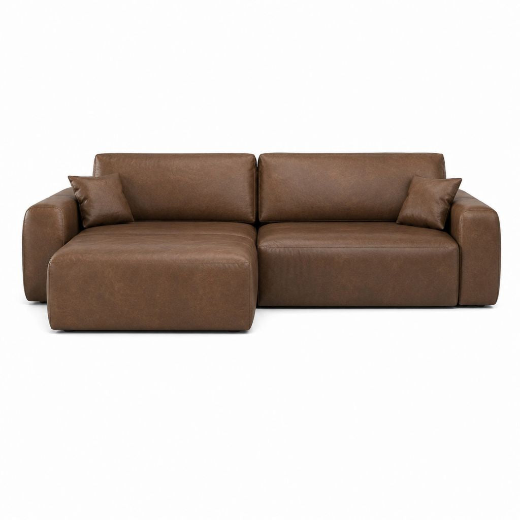 Ecksofa mit Recamiere Braun PU-Kunstleder L-Form 260 x 165 x 85 cm