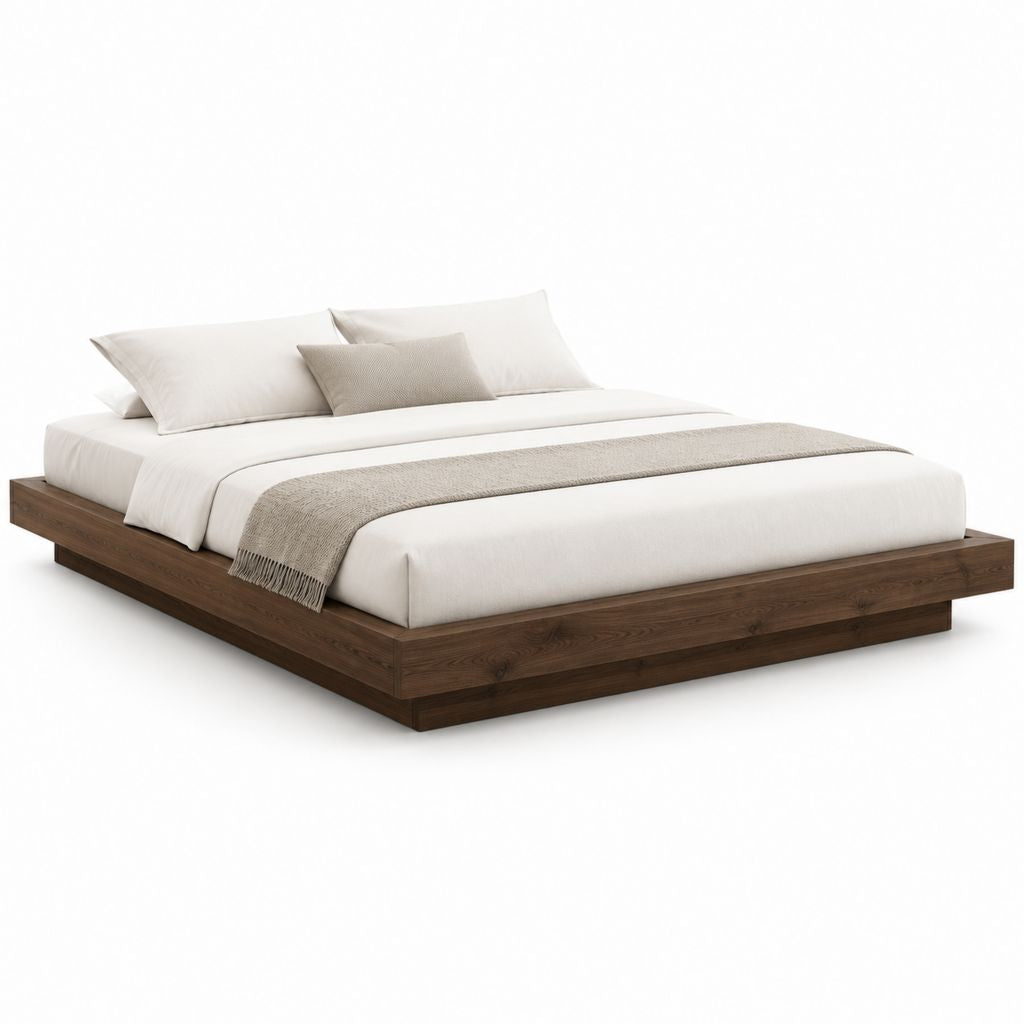 Futonbett Doppelbett dunkelbraun MDF mit Nussbaum-Dekor rechteckig 180 x 200 cm
