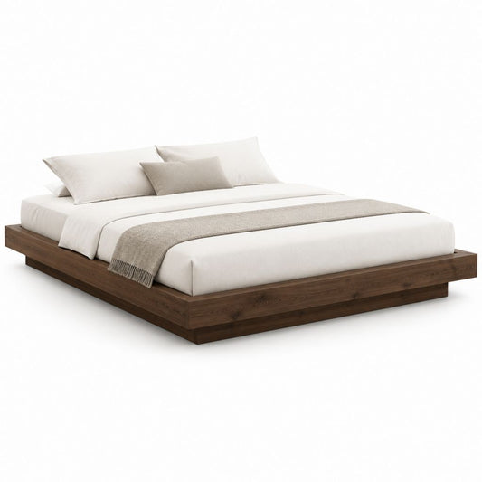Futonbett Doppelbett dunkelbraun MDF mit Nussbaum-Dekor rechteckig 180 x 200 cm