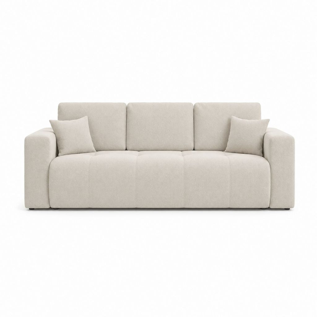 3-Sitzer Sofa Creme mit Polyesterbezug und Schaumstoffpolsterung 220 x 95 x 85 cm