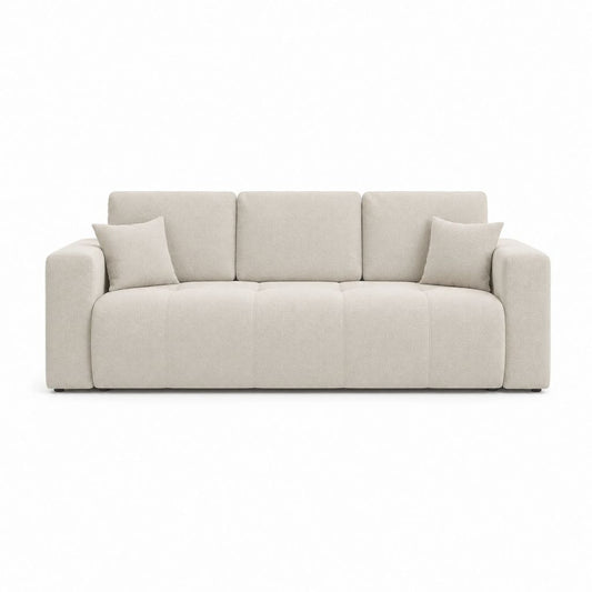 3-Sitzer Sofa Creme mit Polyesterbezug und Schaumstoffpolsterung 220 x 95 x 85 cm